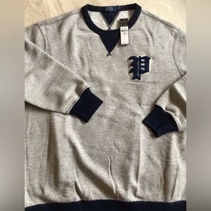 Polo by Ralph Lauren Heather Gray and Navy Crewneck P Sweatshirt